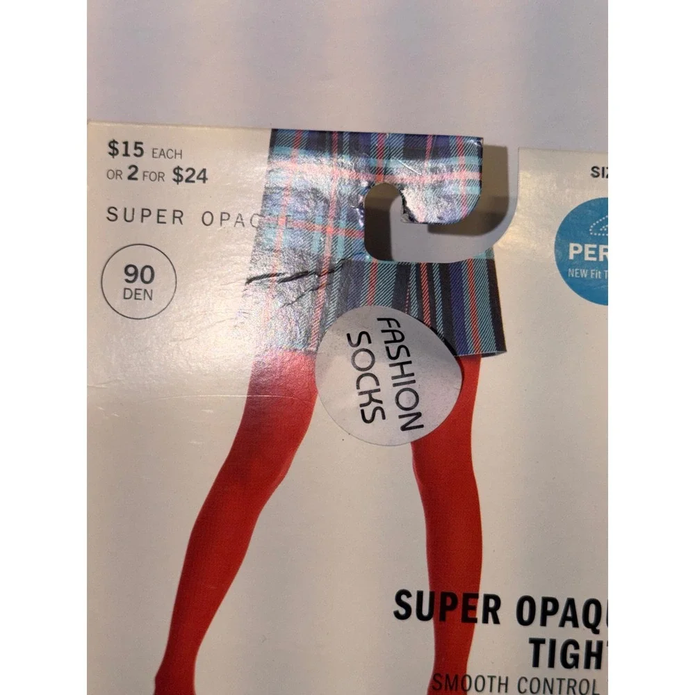 Hue Super Opaque Tights Brown 90 Denier Smooth Control Top Size 3 Made in USA